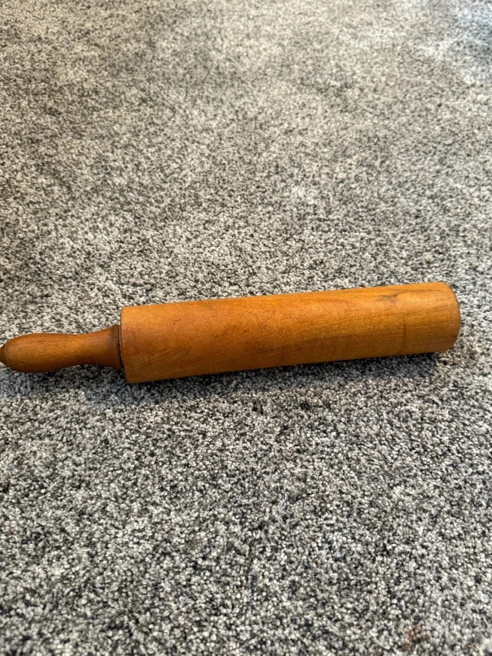 Vintage solid  wood rolling pin one handle antique old kitchen bake